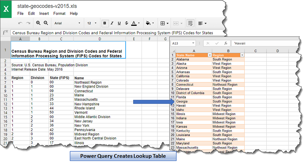 Microsoft Excel: Create a State / Region Lookup Table in 5 