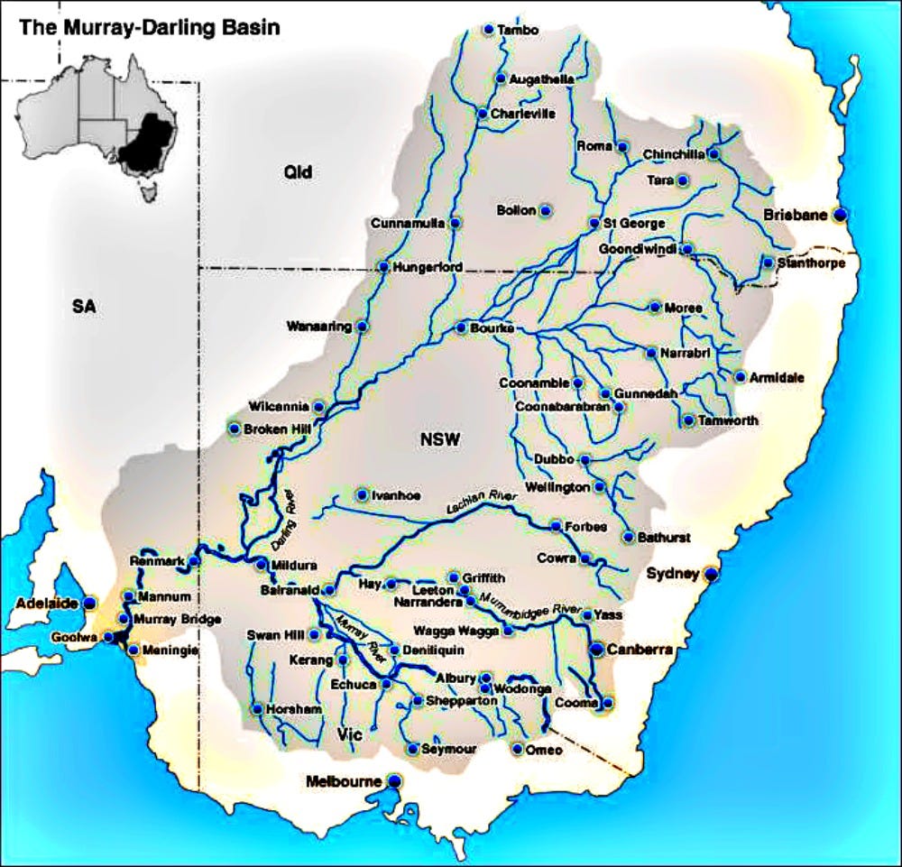 Major Rivers In Australia Map