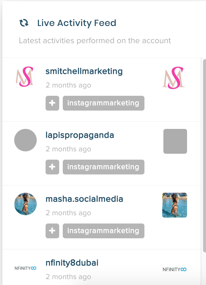 the live activity feed details all of the interactions being made on your account - how many instagram followers a year ago