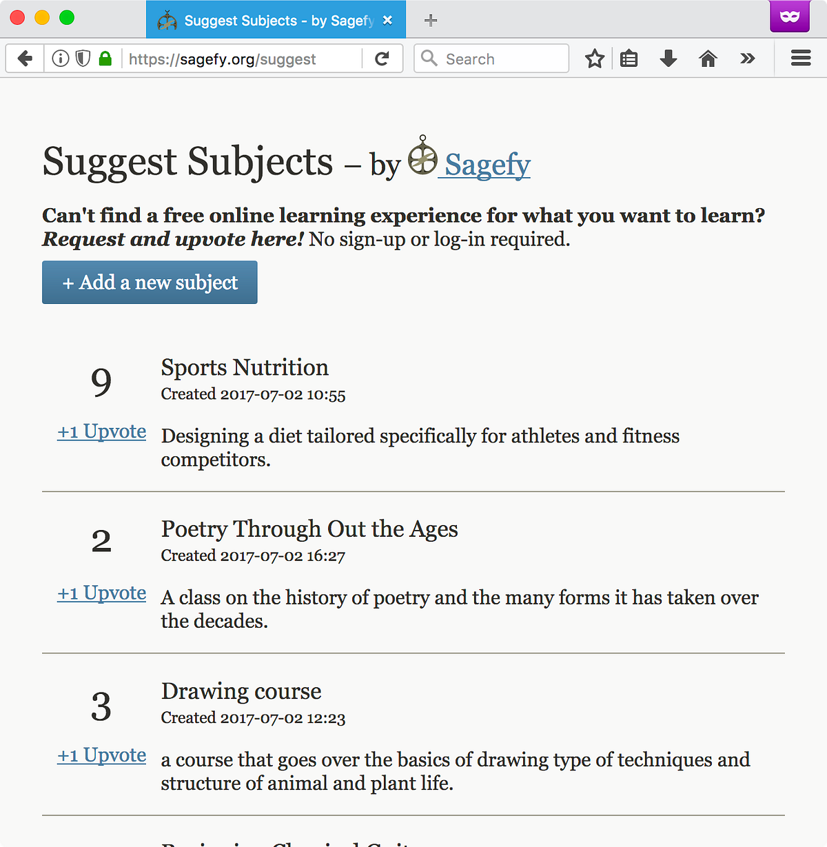 What Do You Want To Learn Sagefy