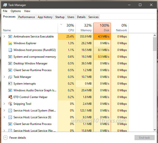 computer says high disk usage