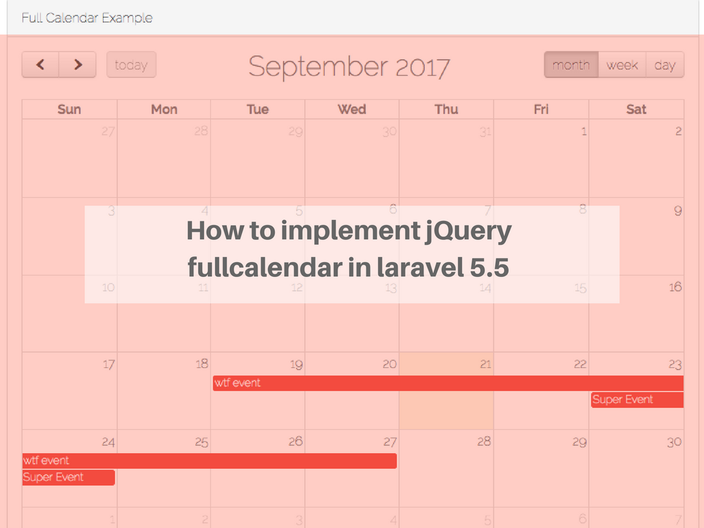 How to implement jQuery fullcalendar in laravel 5.5