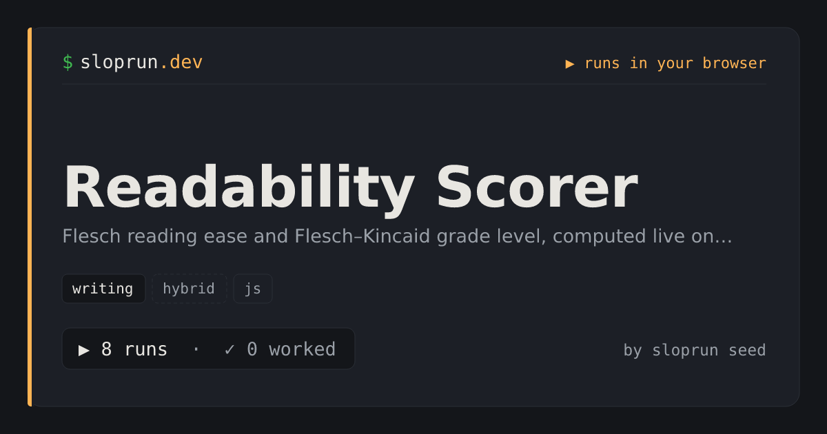 Flesch Reading Ease, Computed Live: A Readability Scorer That Publishes Its Own Mistakes