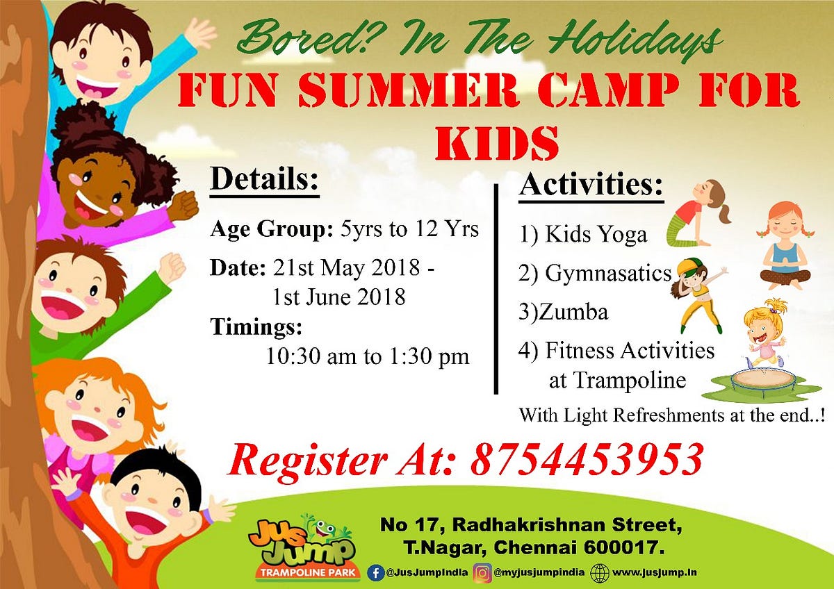 Summer Camp for Kids! — JusJump Trampoline Park, T.nagar, Chennai.