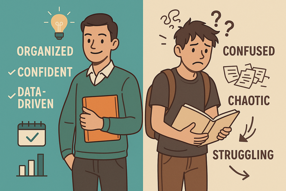 Illustration comparing successful PPC students with those who struggle.
