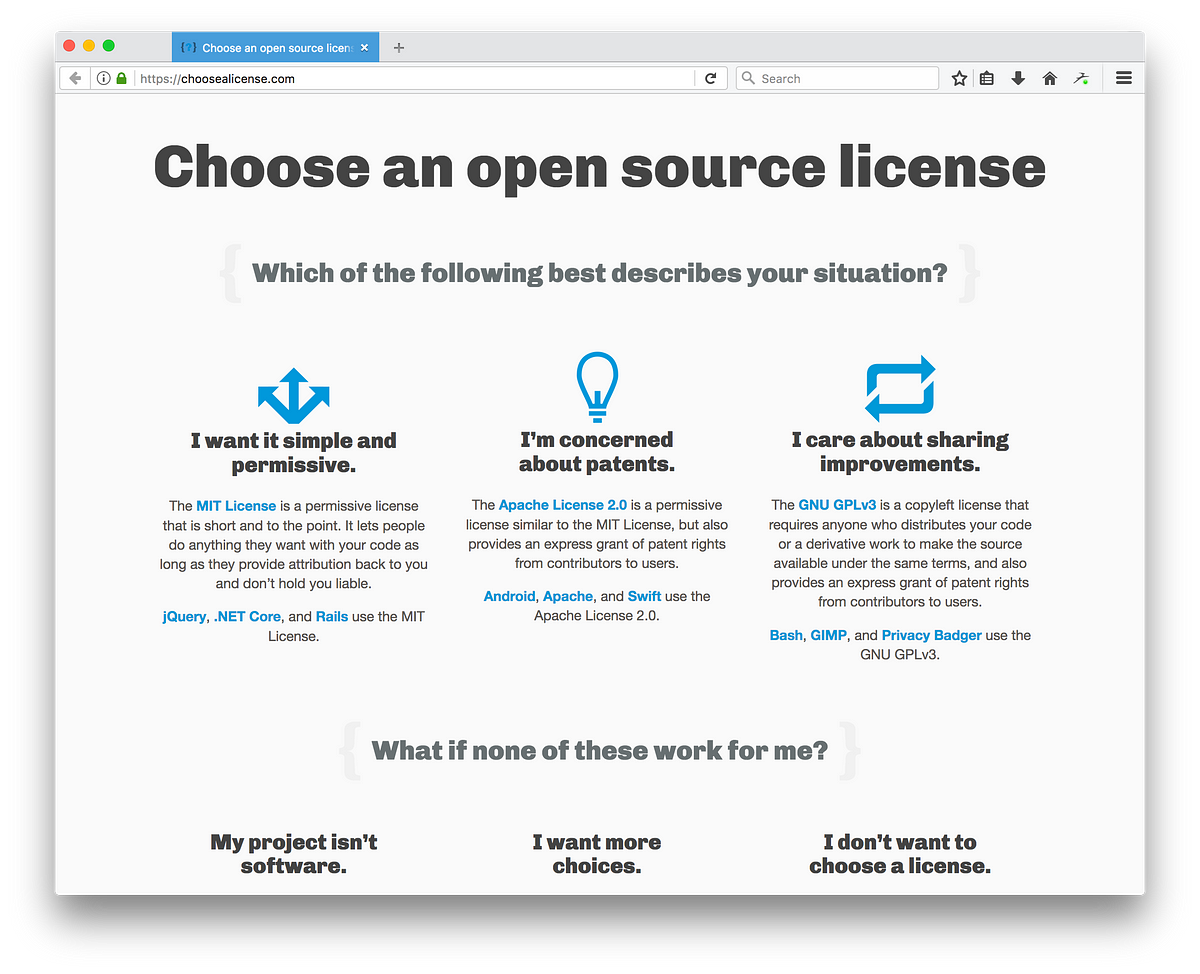 Choosing an OpenSource License Sagefy