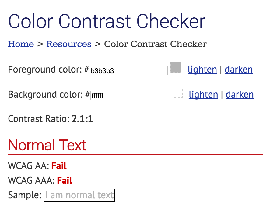 example of bad contrast between text and background