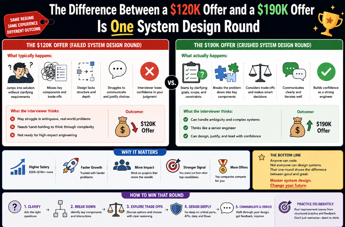 The Difference Between a $120K Offer and a $190K Offer Is One System Design Round