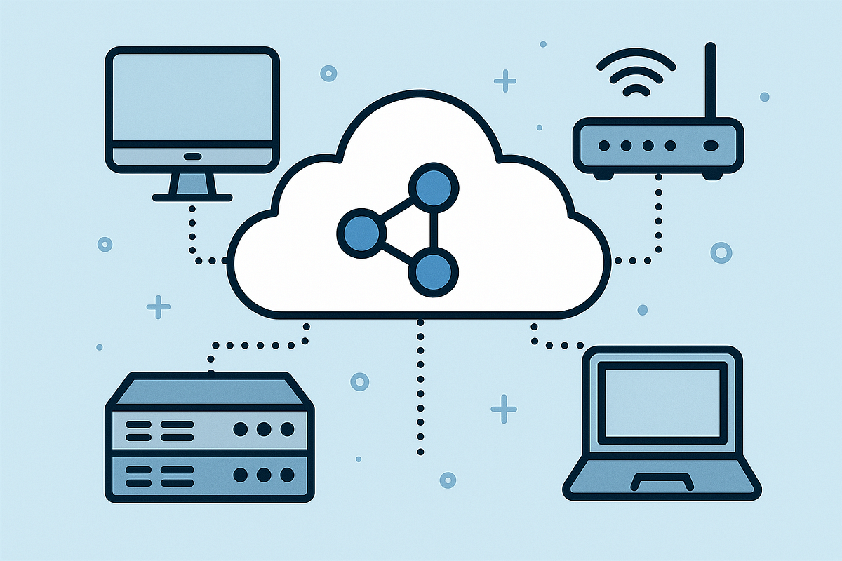 “Cloud architecture graphic showing AWS Braket connecting to different quantum hardware backends.”