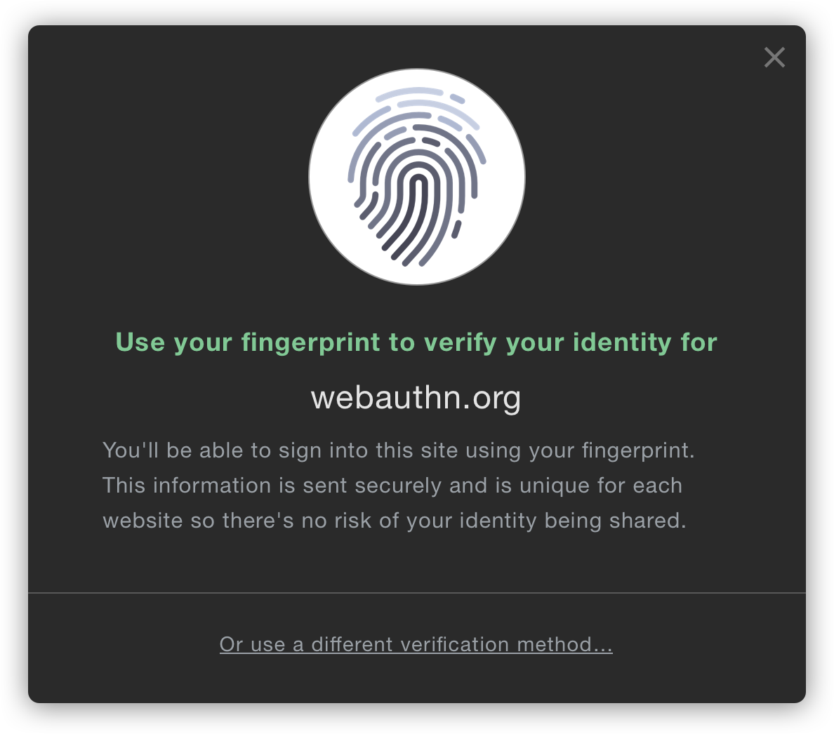 A mockup of potential improvements to the WebAuthn interface