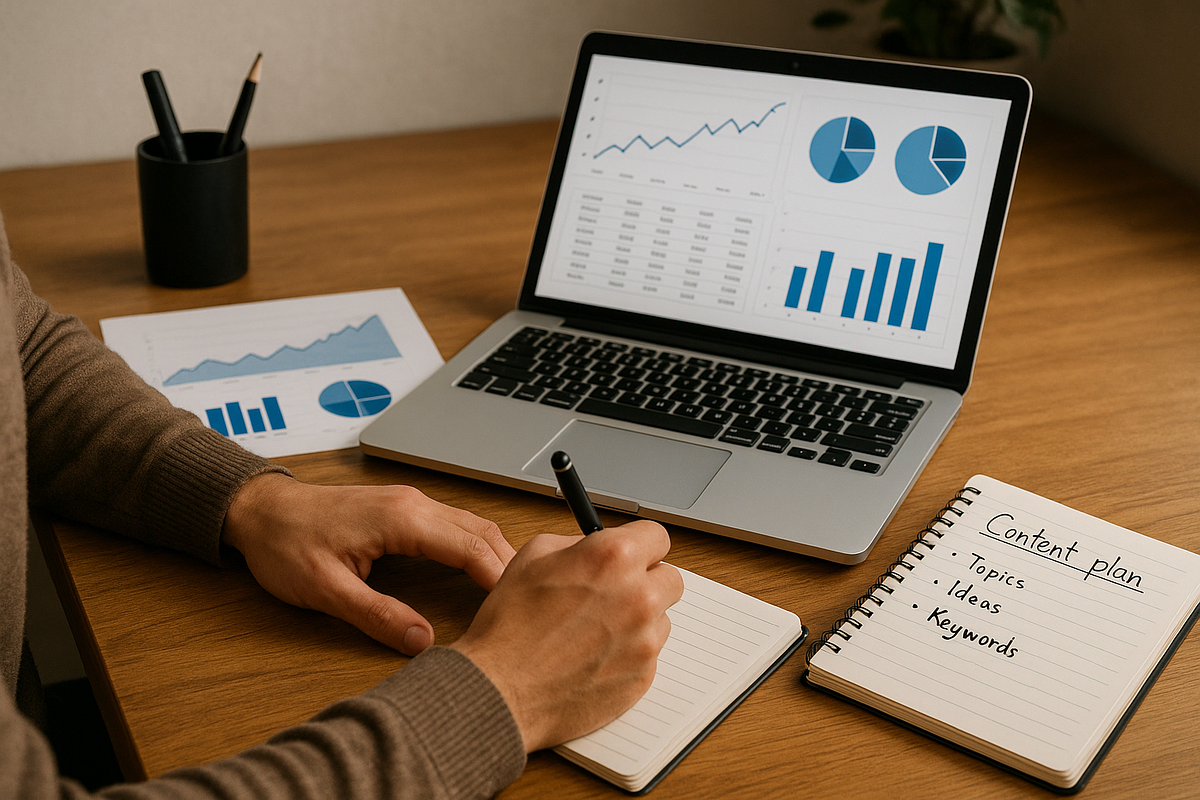 Affiliate marketer reviewing performance and planning next steps.