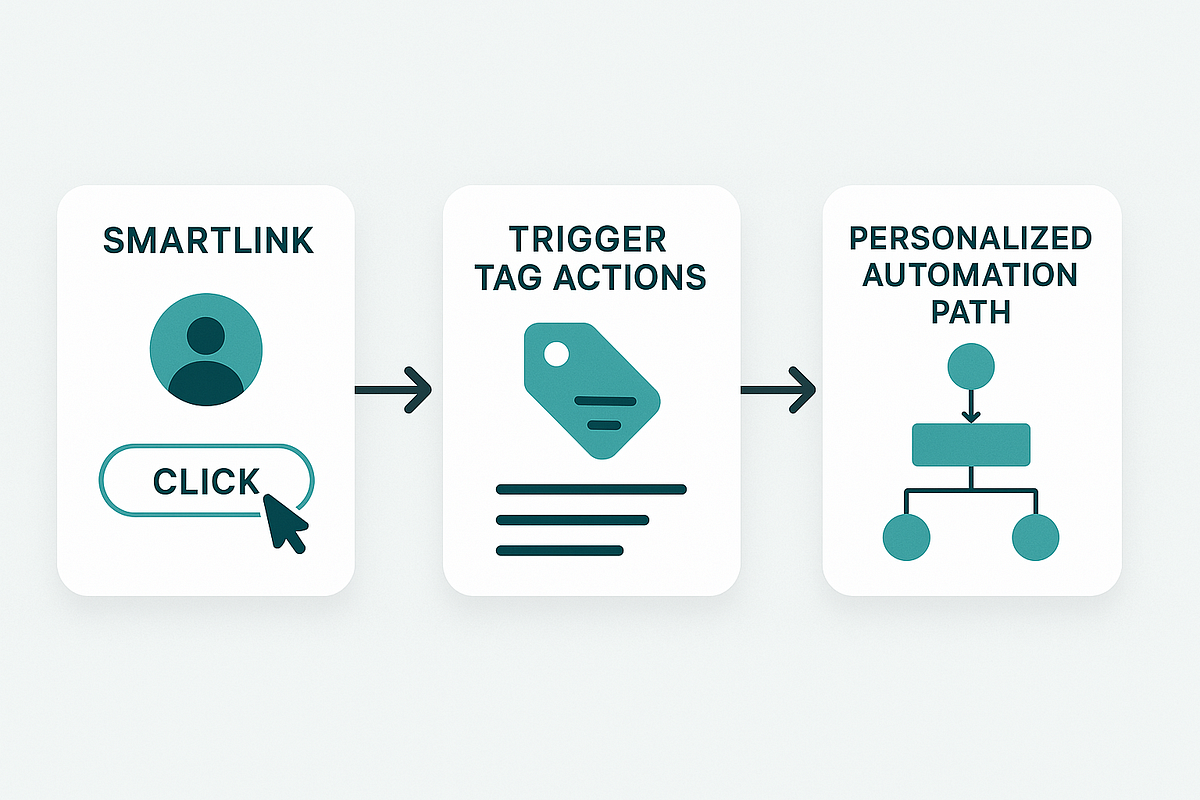 Diagram showing how SmartLinks trigger tags and personalized automation sequences.