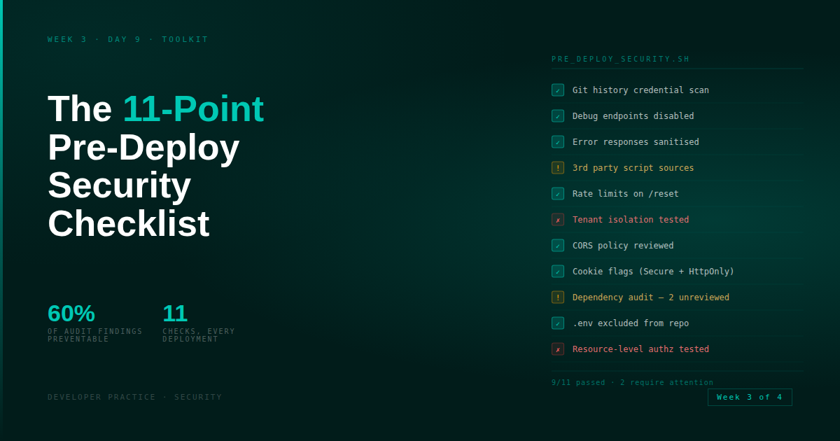 The 11-Point Pre-Deployment Security Checklist I Use on Every Client Engagement