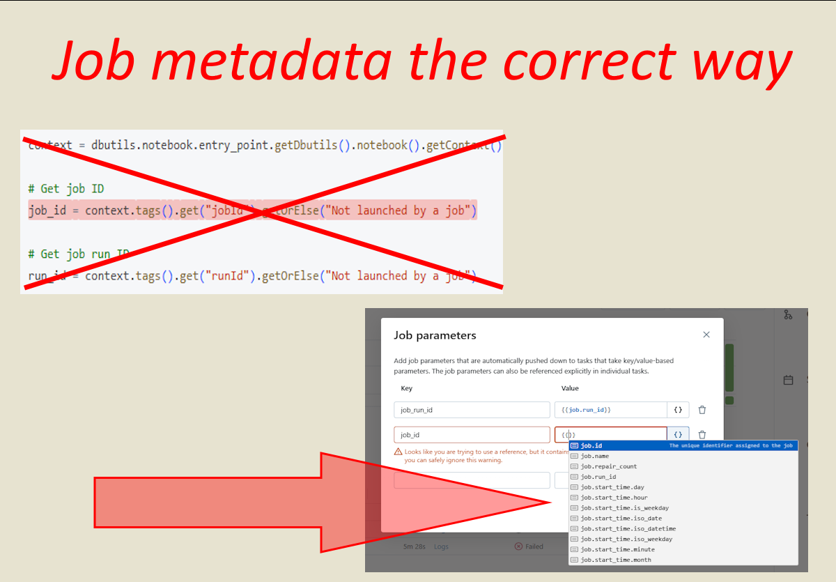 Job metadata the correct way