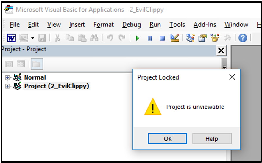 Crack password protected vba project unviewable