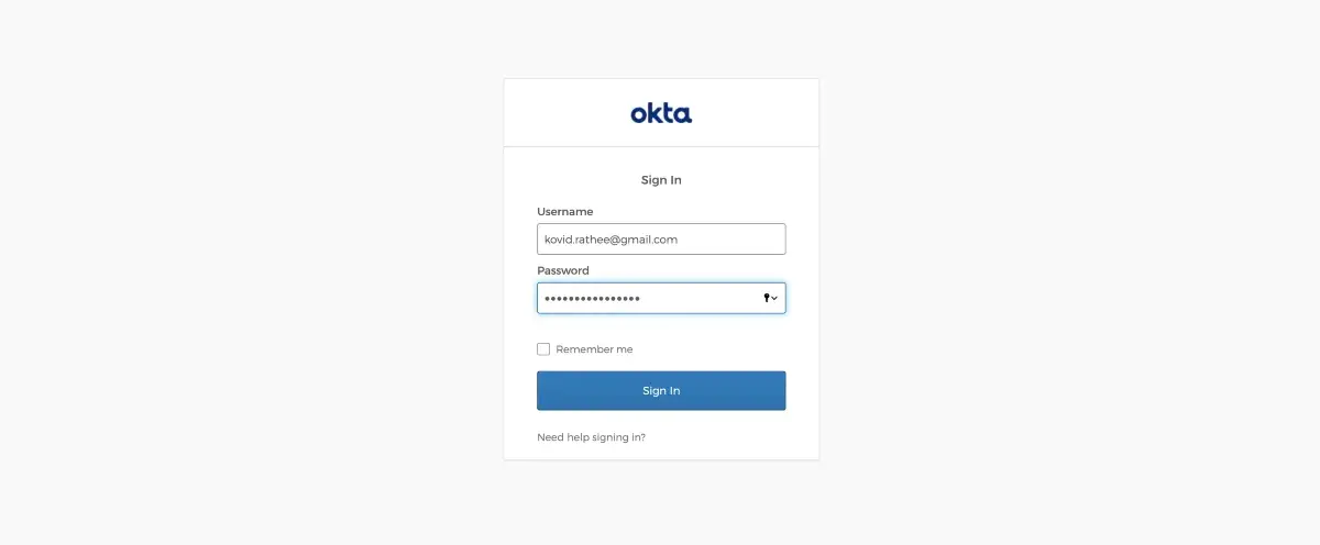 Okta OIDC Web App Login.