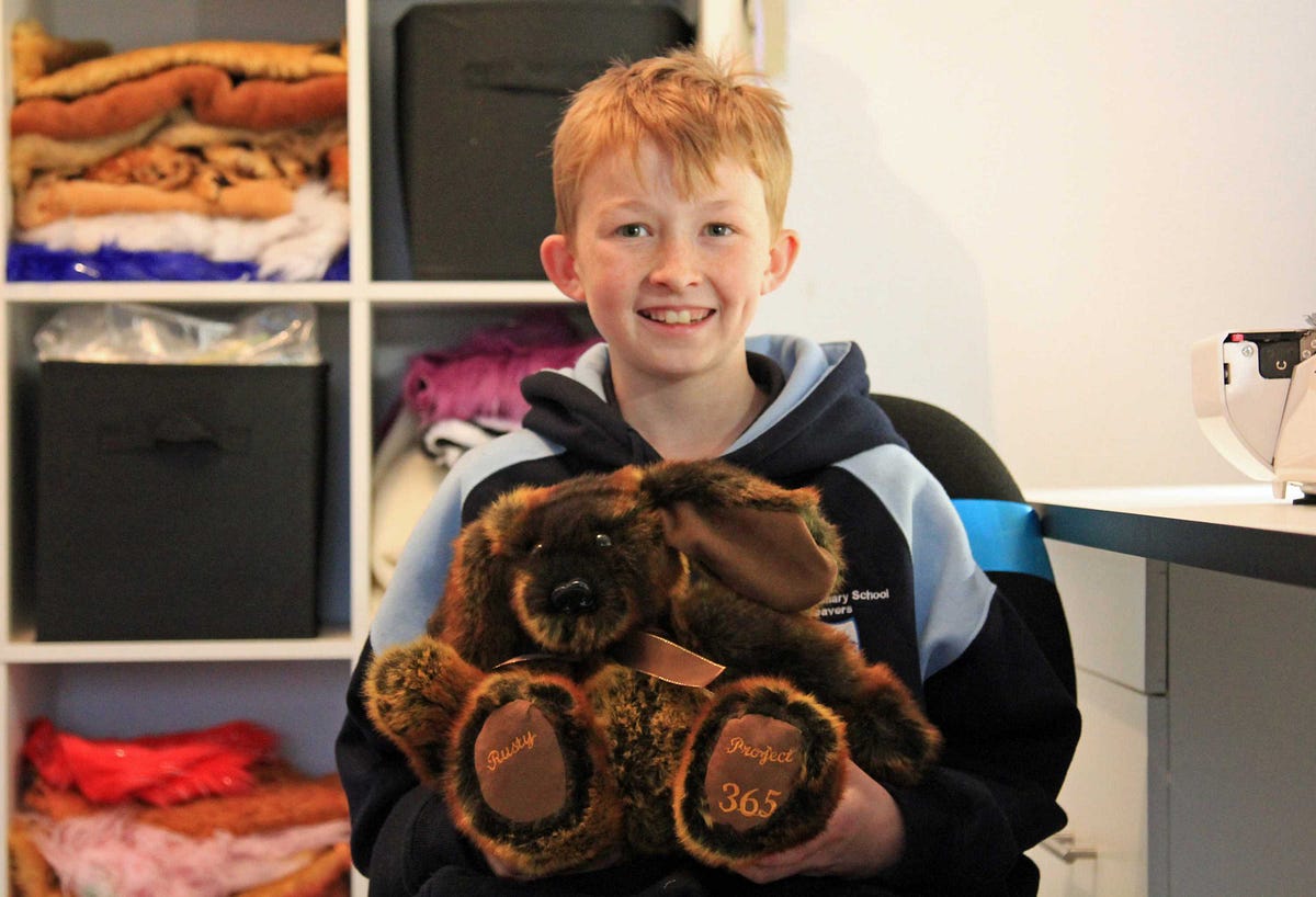 This 12-year-old boy sews one teddy bear a day for charity