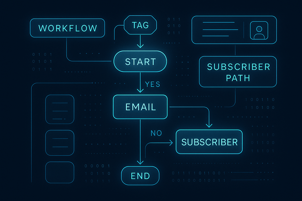 Futuristic interface representing the evolution of email automation workflows.