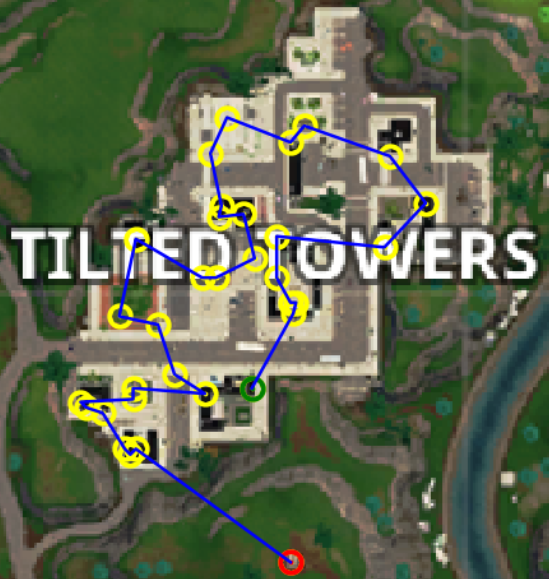 example of an optimal looting path - loot route fortnite