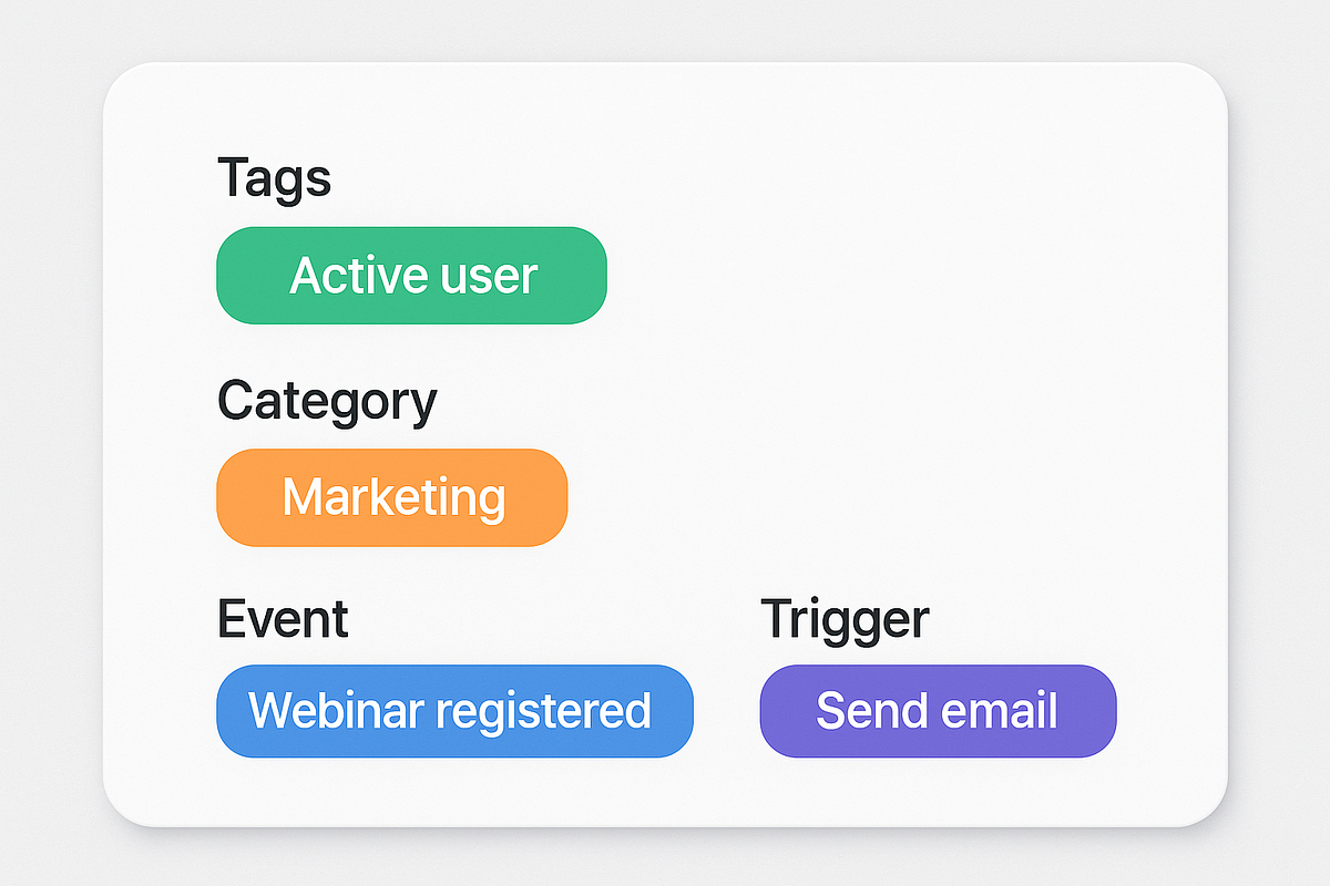 “Collection of categorized tags and automation triggers used for funnel building.”