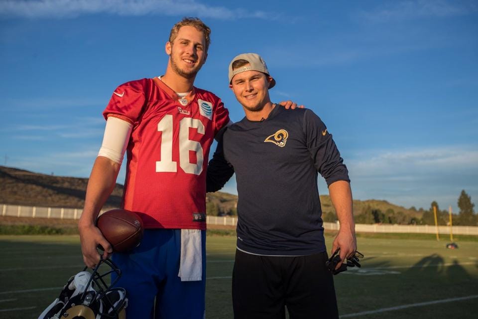 Joc Pederson visits Rams practice – Dodger Insider
