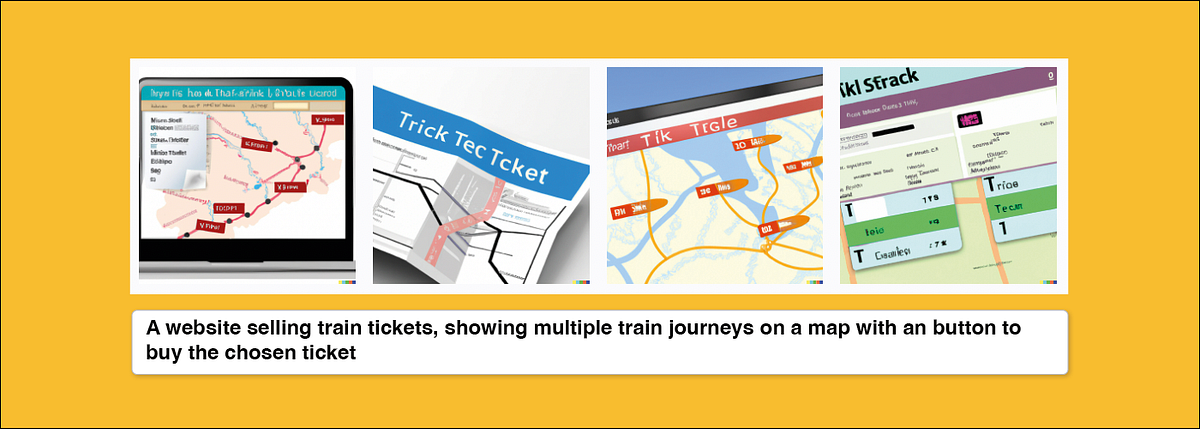 A yellow background with images of tracking train routes on a screen to a paper map