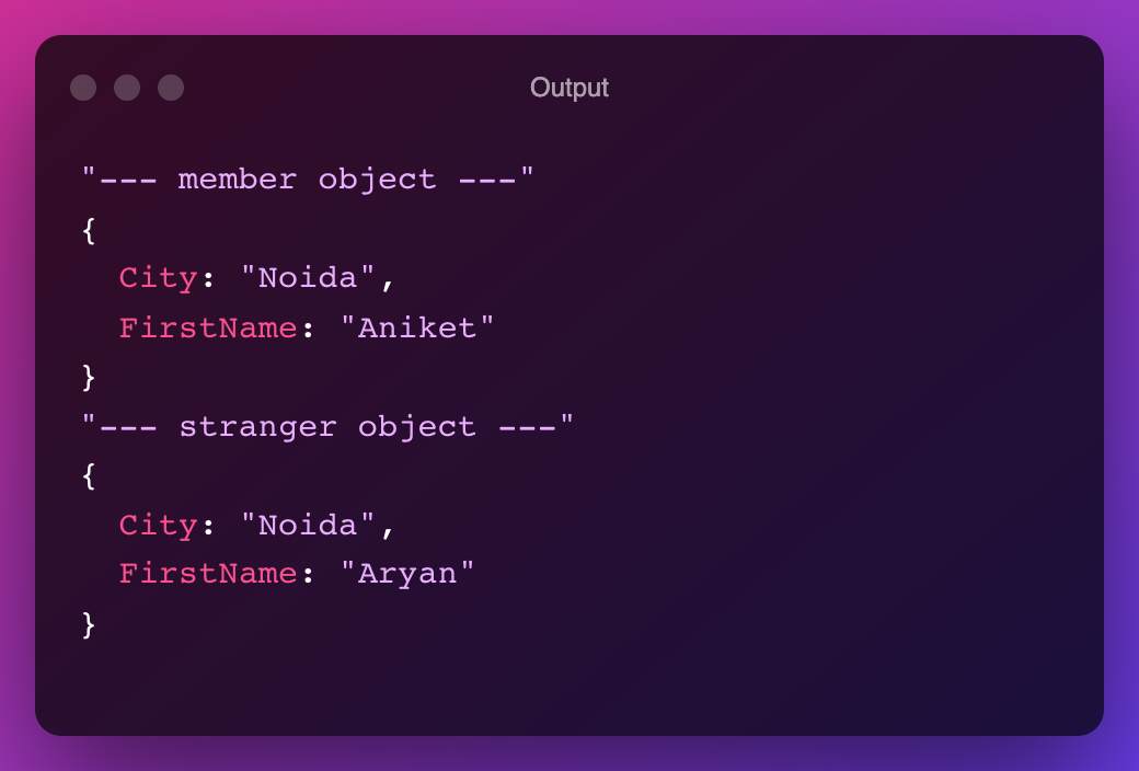 Object.assign() output