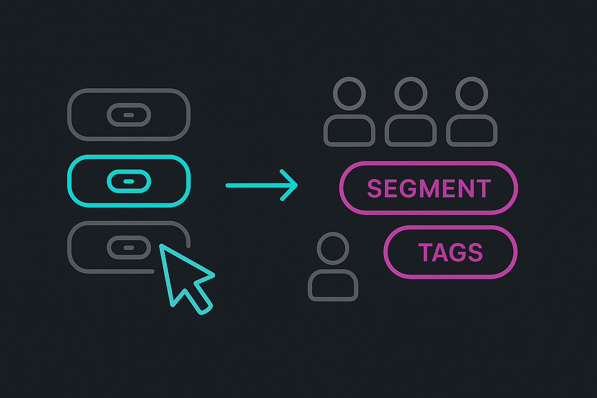 “Illustration of smart links applying segmentation tags based on clicks.”