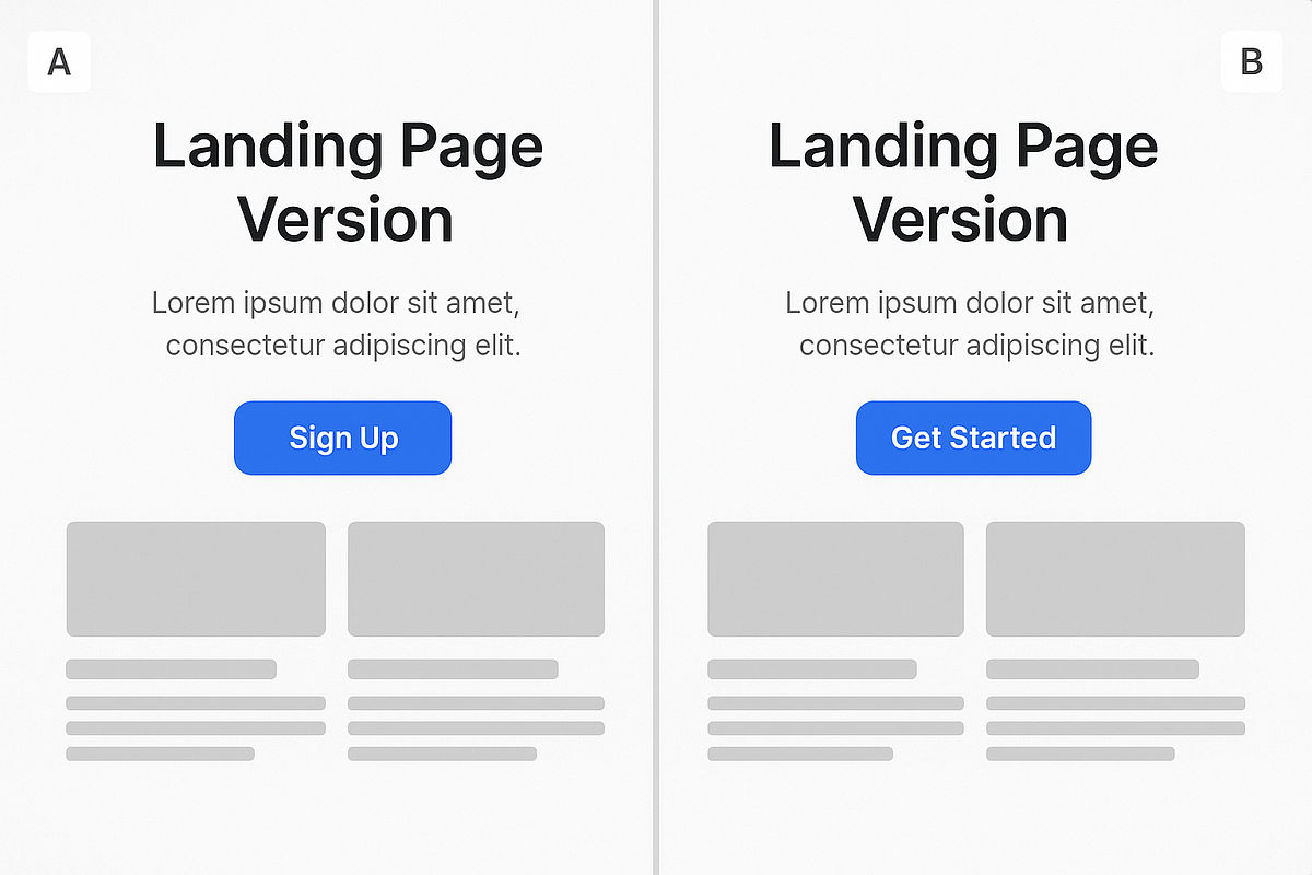 “Visual representation of A/B testing different funnel landing pages for better conversions.”