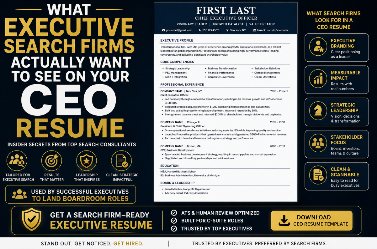 What Executive Search Firms Actually Want to See on Your CEO Resume
