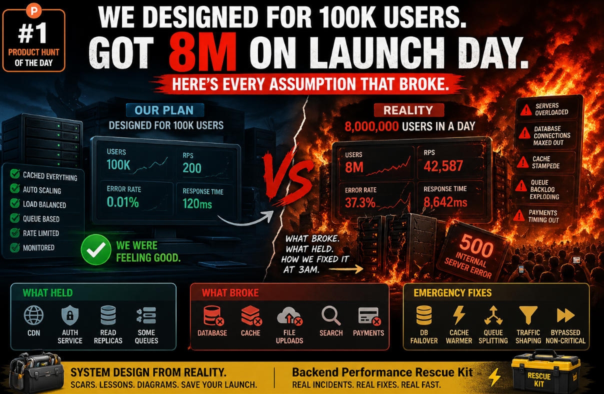 We Designed for 100K Users. Got 8M on Launch Day. Here’s Every Assumption That Broke.