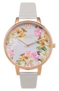 Olivia Burton Flower Show Leather Strap Watch, 38mm