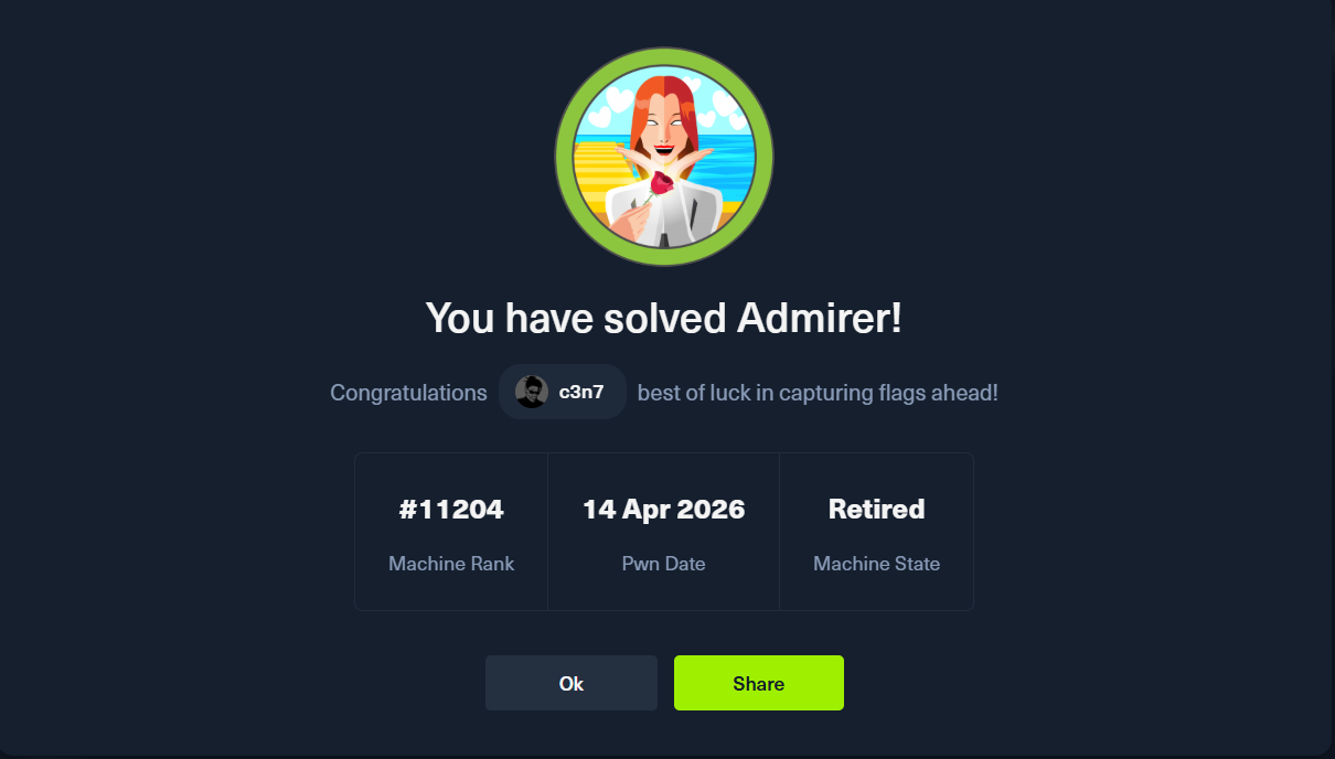 Admirer — Writeup