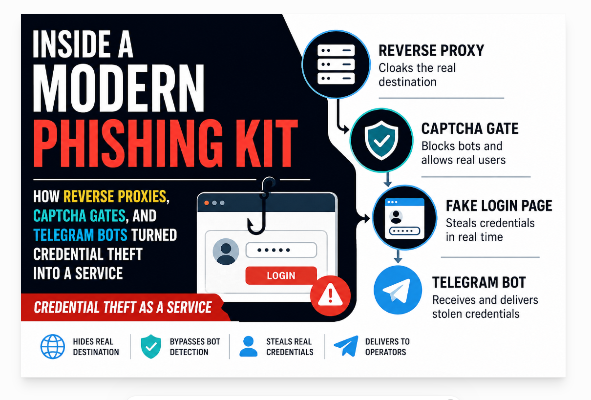 Inside a Modern Phishing Kit: How Reverse Proxies, CAPTCHA Gates, and Telegram Bots Turned…