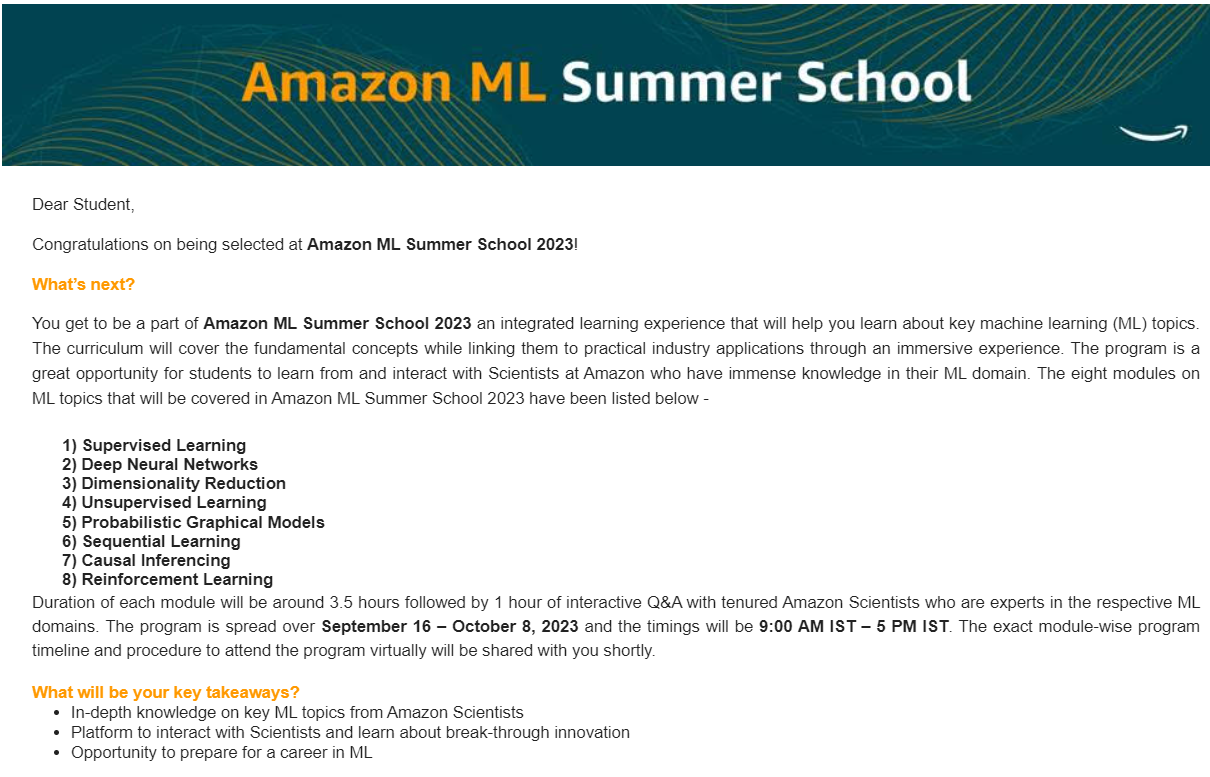 My experience with Amazon ML Summer School 2023