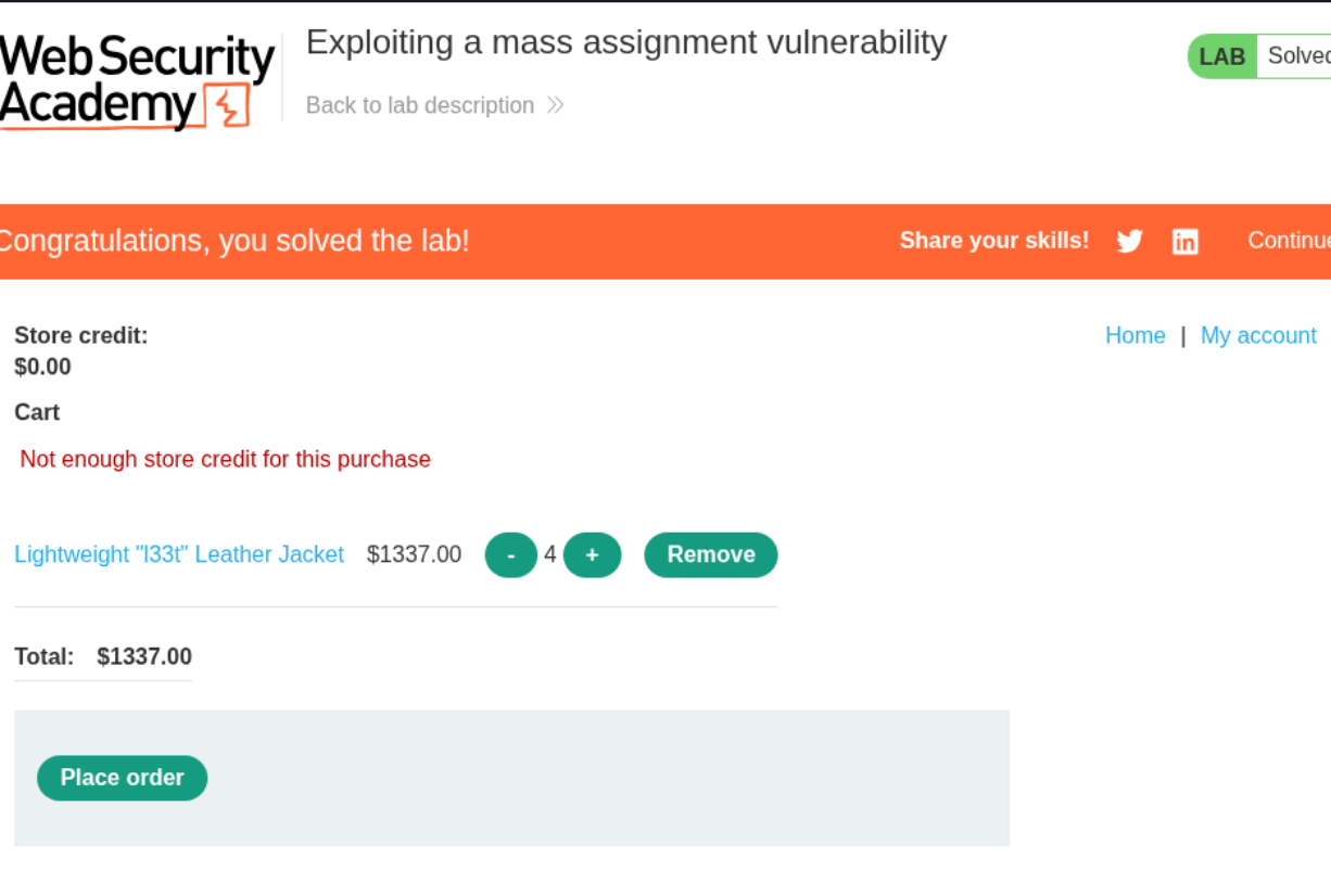 Exploiting a mass assignment vulnerability