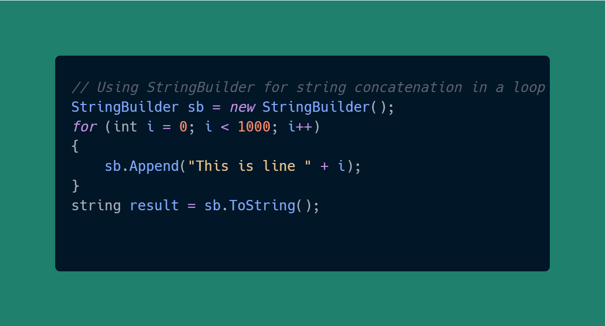 C# Tip: Avoid String Concatenation with ‘+’ in a Loop
