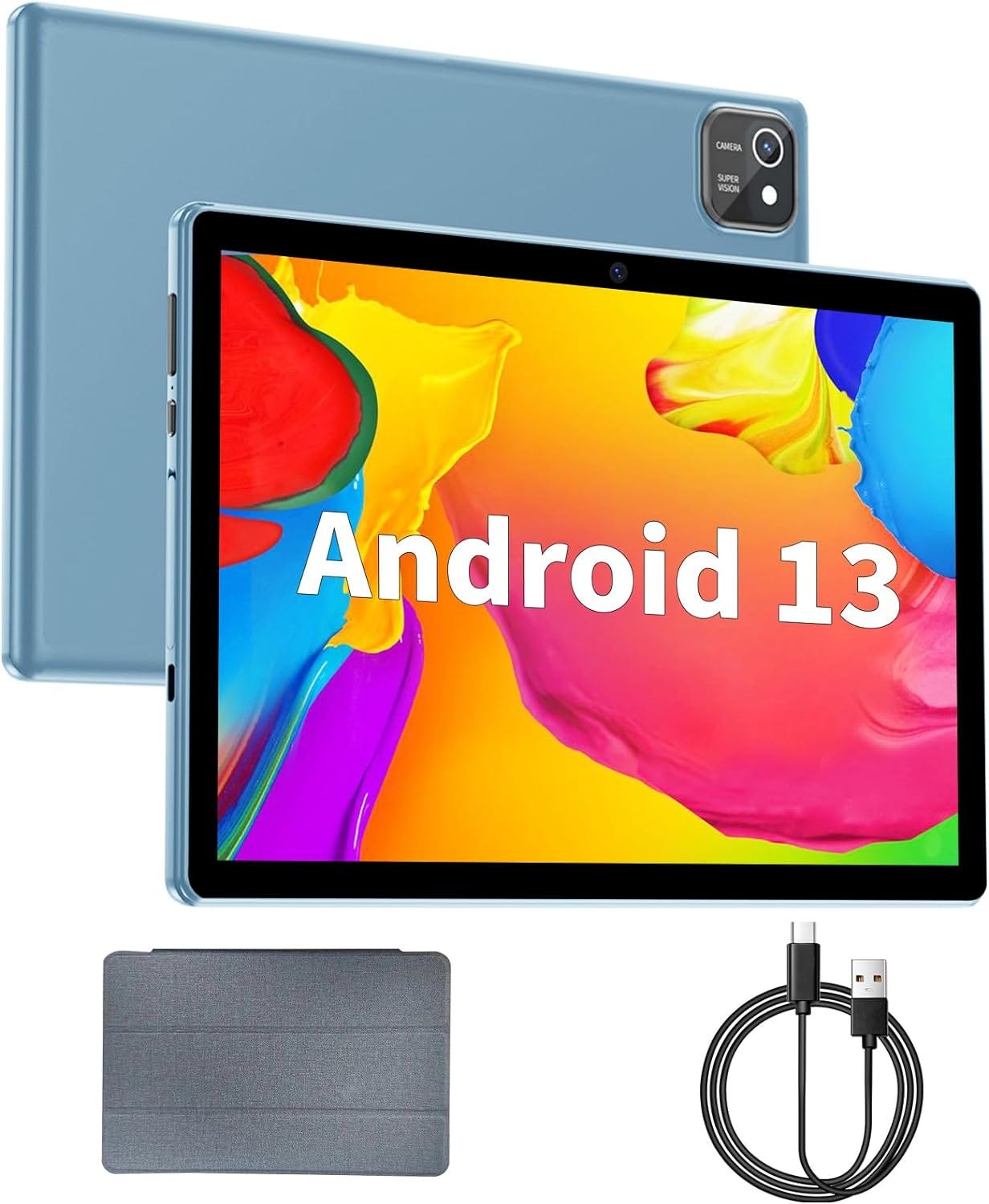 10 inch Tablet Android 13 Tablets, 4GB RAM 64GB ROM 512GB Expand, Quad-Core Processor, 1280×800 IPS…