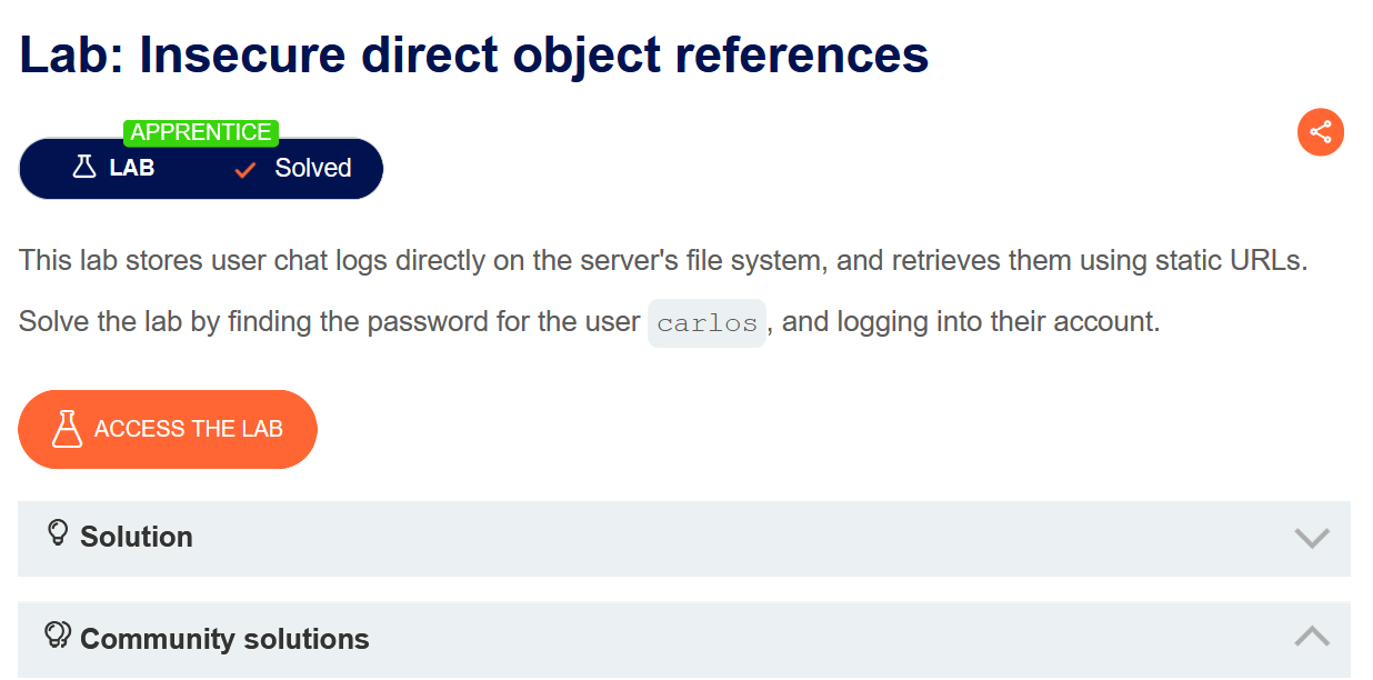PortSwigger Lab: Insecure Direct Object References (IDOR) — Chat Transcript Exploit