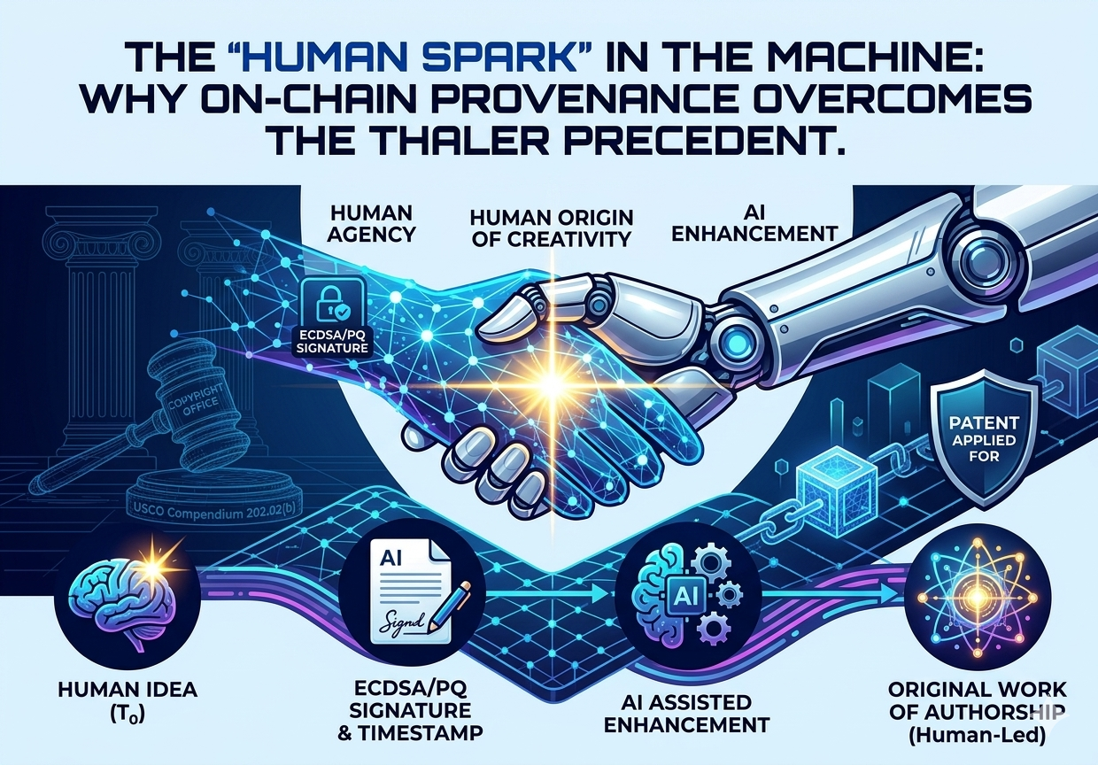 The “Human Spark” in the Machine: Why On-Chain Provenance Overcomes the Thaler Precedent