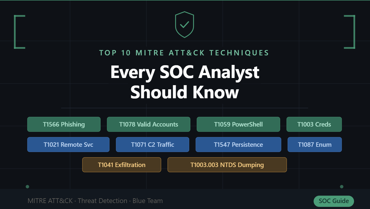 Top 10 MITRE ATT&CK Techniques Every SOC Analyst Should Know