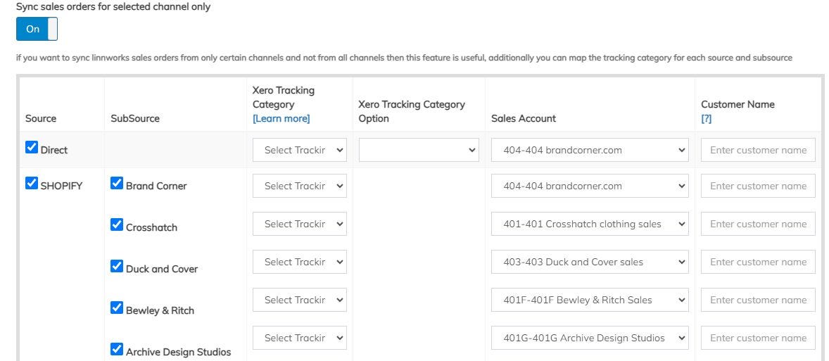 Bank Account Selection Criteria in linnworks XERO integration- Synctools 
