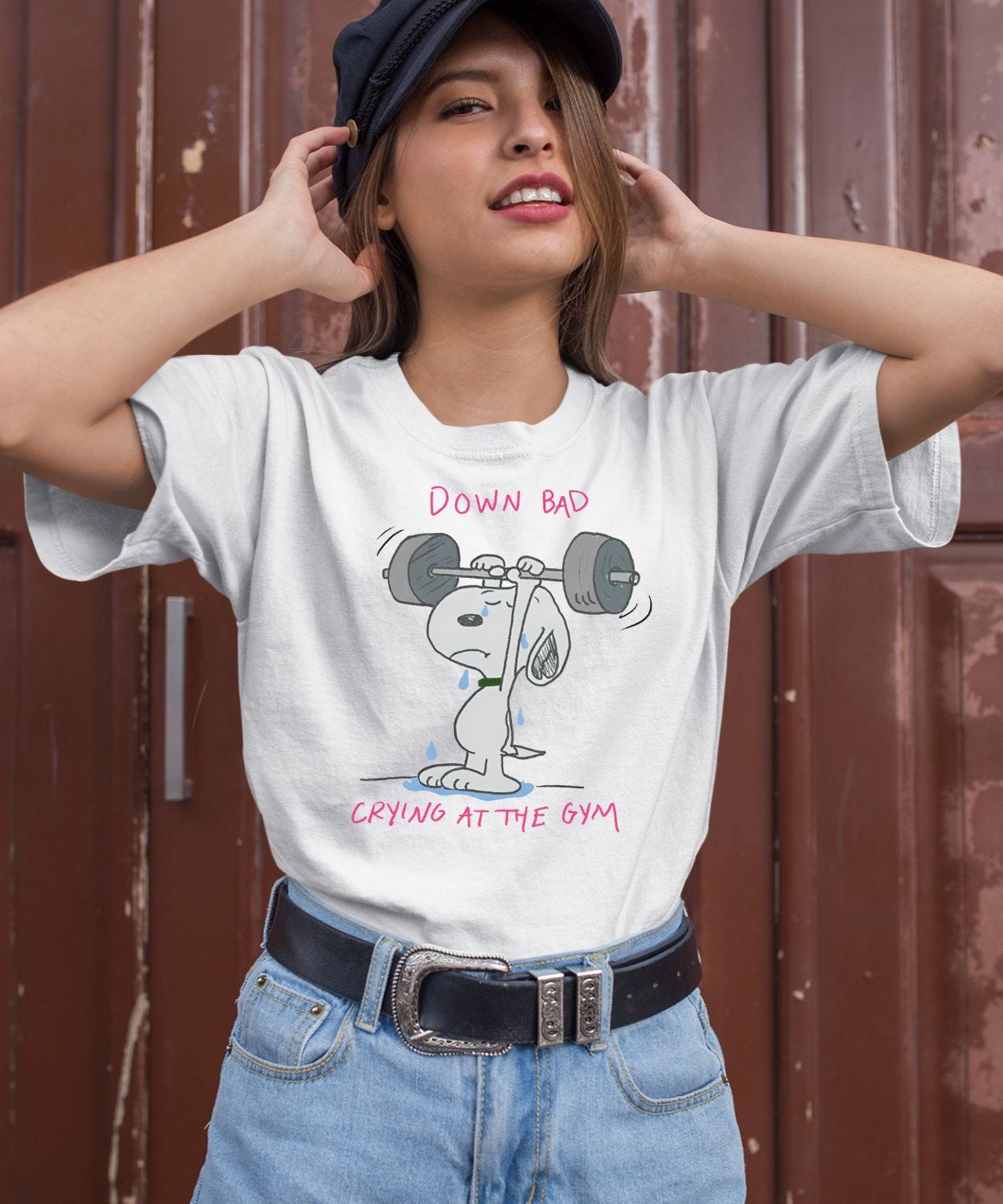 Snoopy Down Bad Crying At The Gym Shirt
