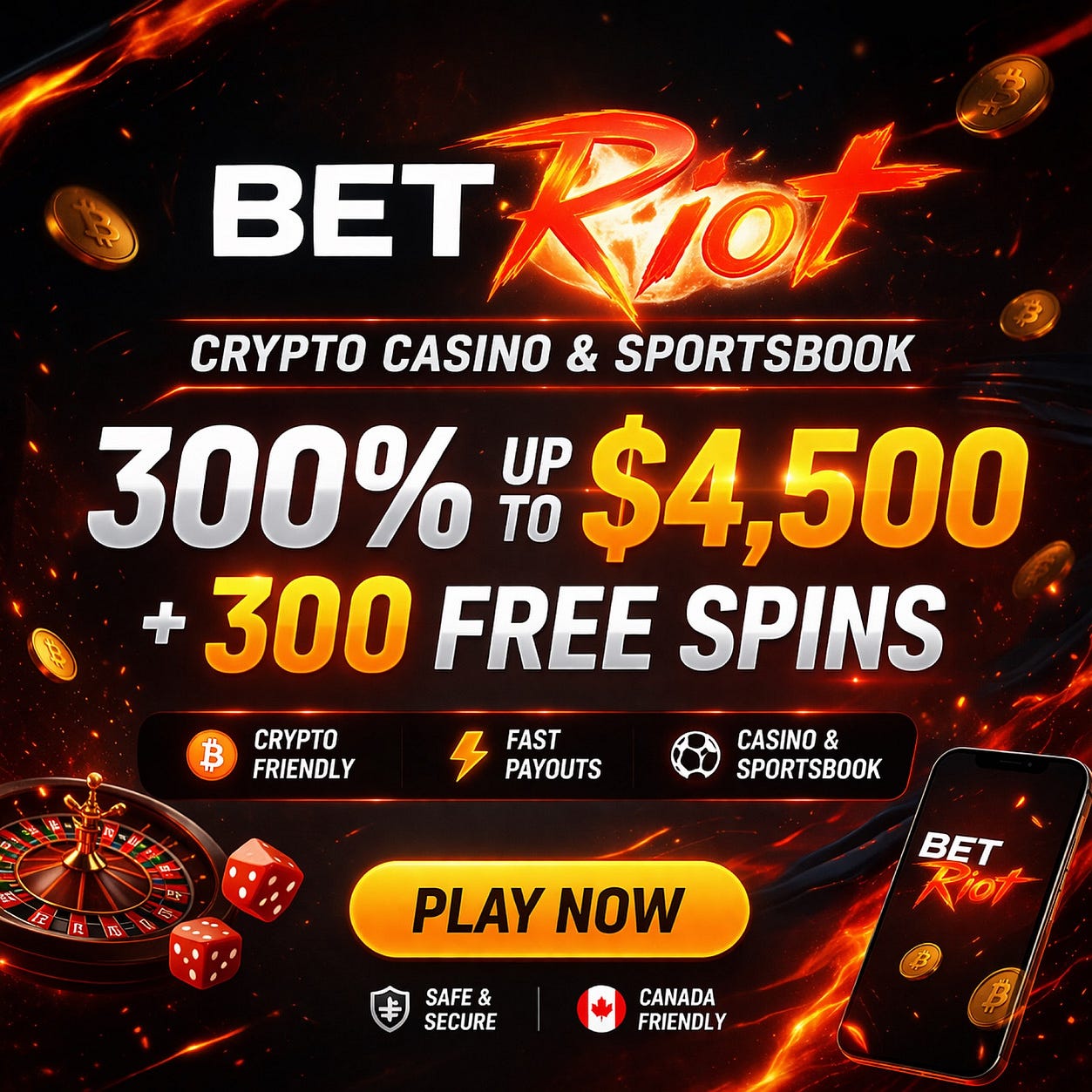 BetRiot Casino Canada Review (2026) – 300% Bonus + Crypto & Sportsbook
