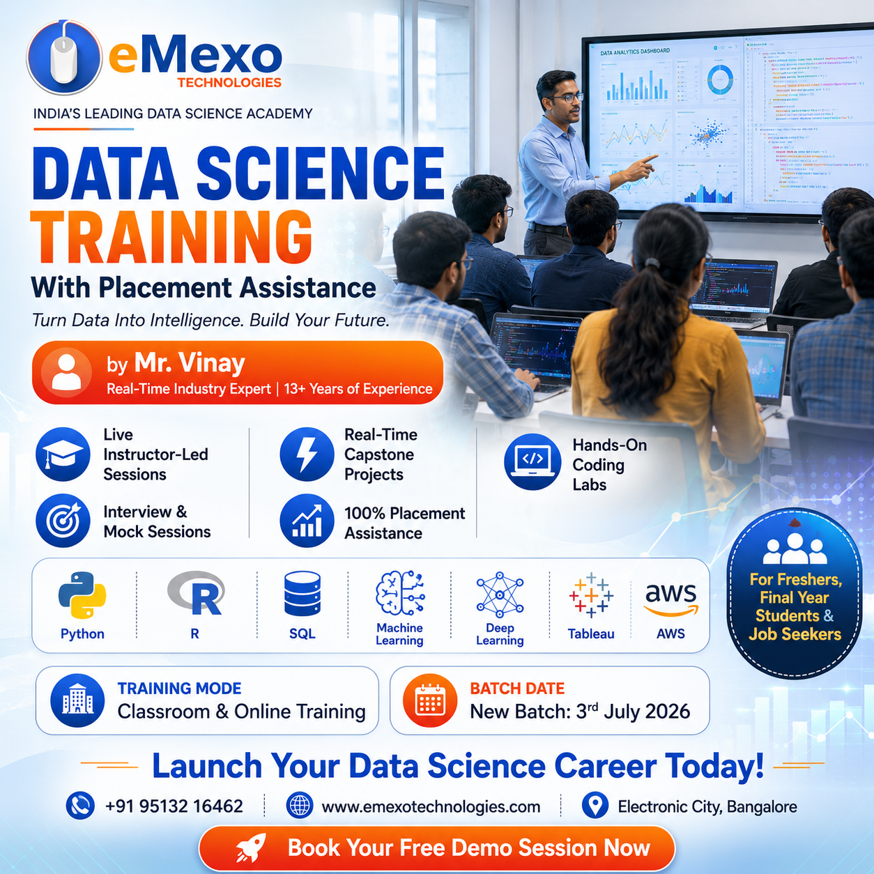 Data Science training in Electronic City Bangalore — Python, ML, Deep Learning, Tableau.