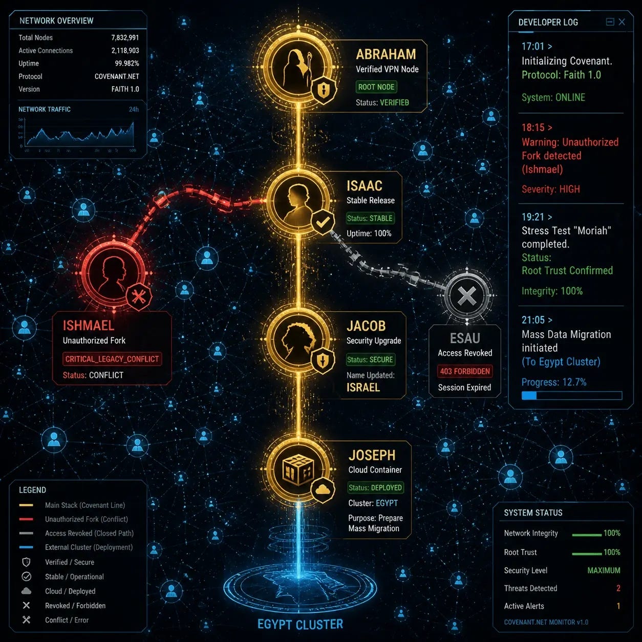 TheoLens LowGeek: The Abrahamic Protocol: How the Era of Patriarchs Pioneered Closed Beta Testing and Network Encryption
