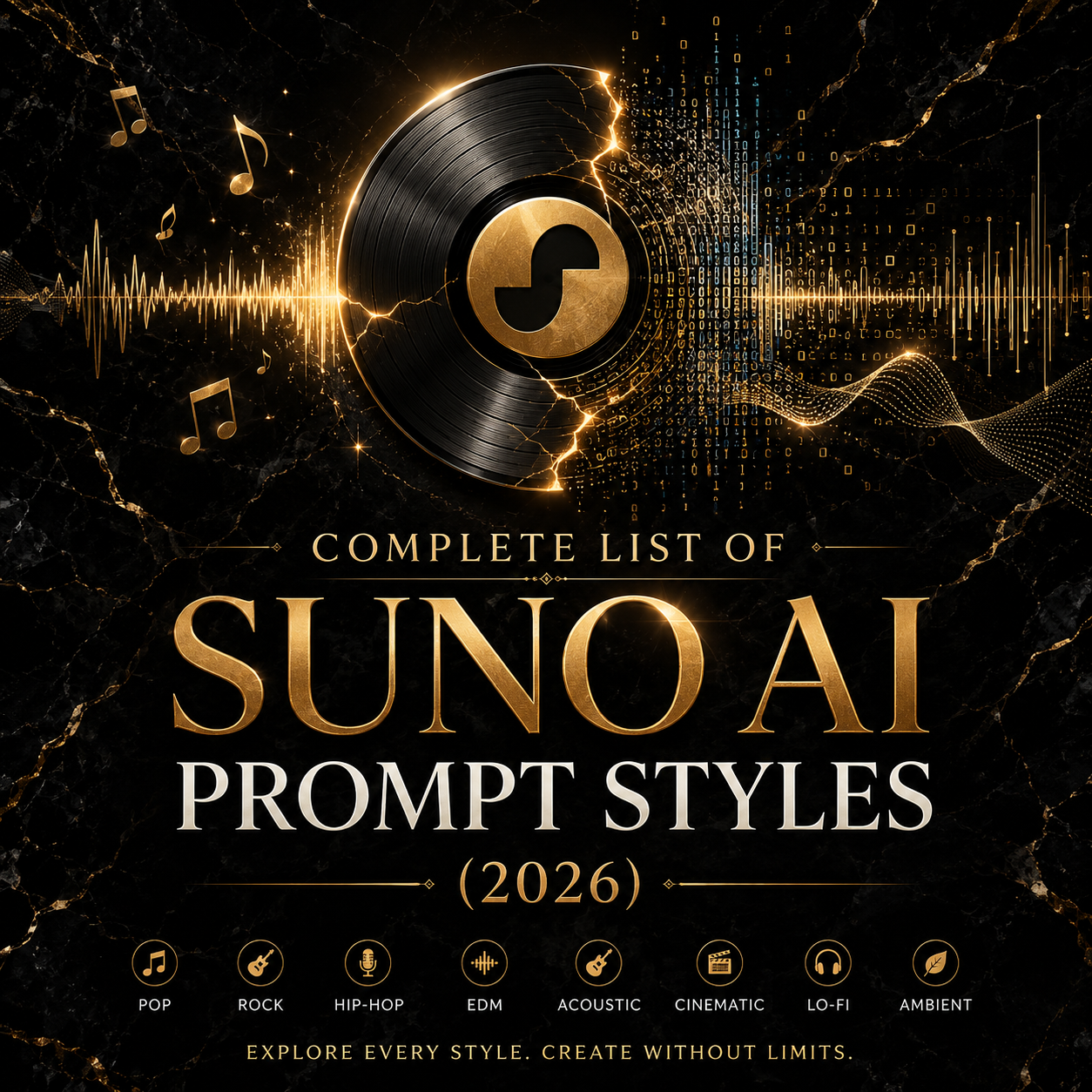 Complete List of Suno AI Prompt Styles (2026)
