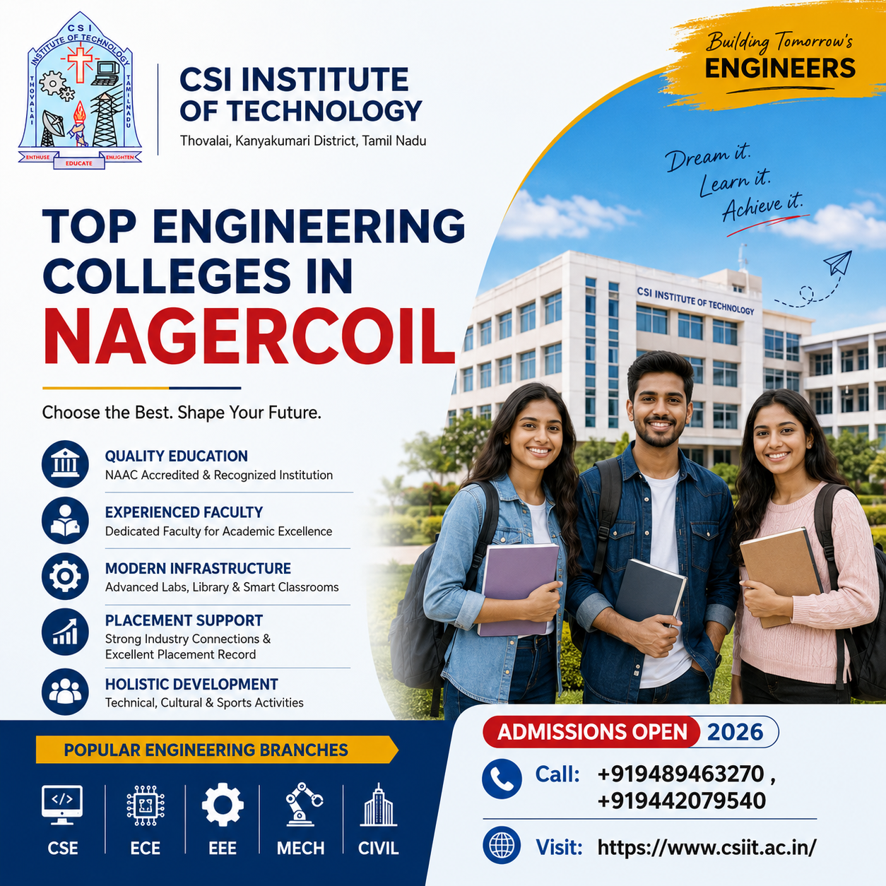 Start Your Engineering Journey at One of Kanyakumari’s Leading Institutions