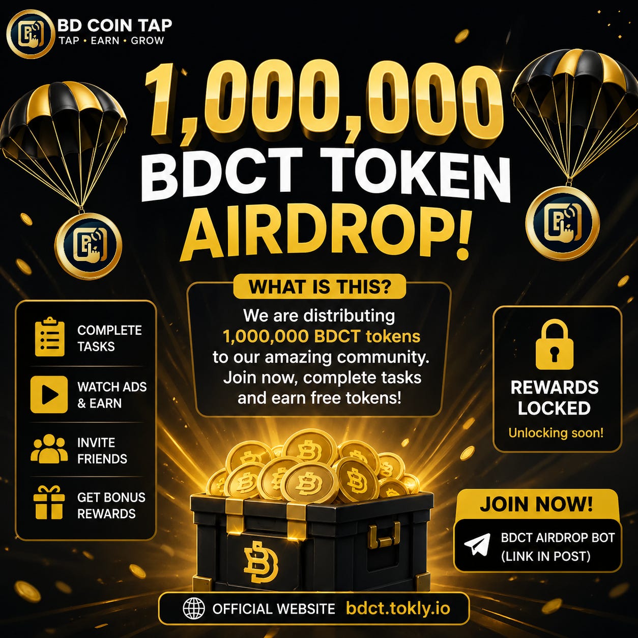  BD Coin Tap (BDCT) Airdrop LIVE!