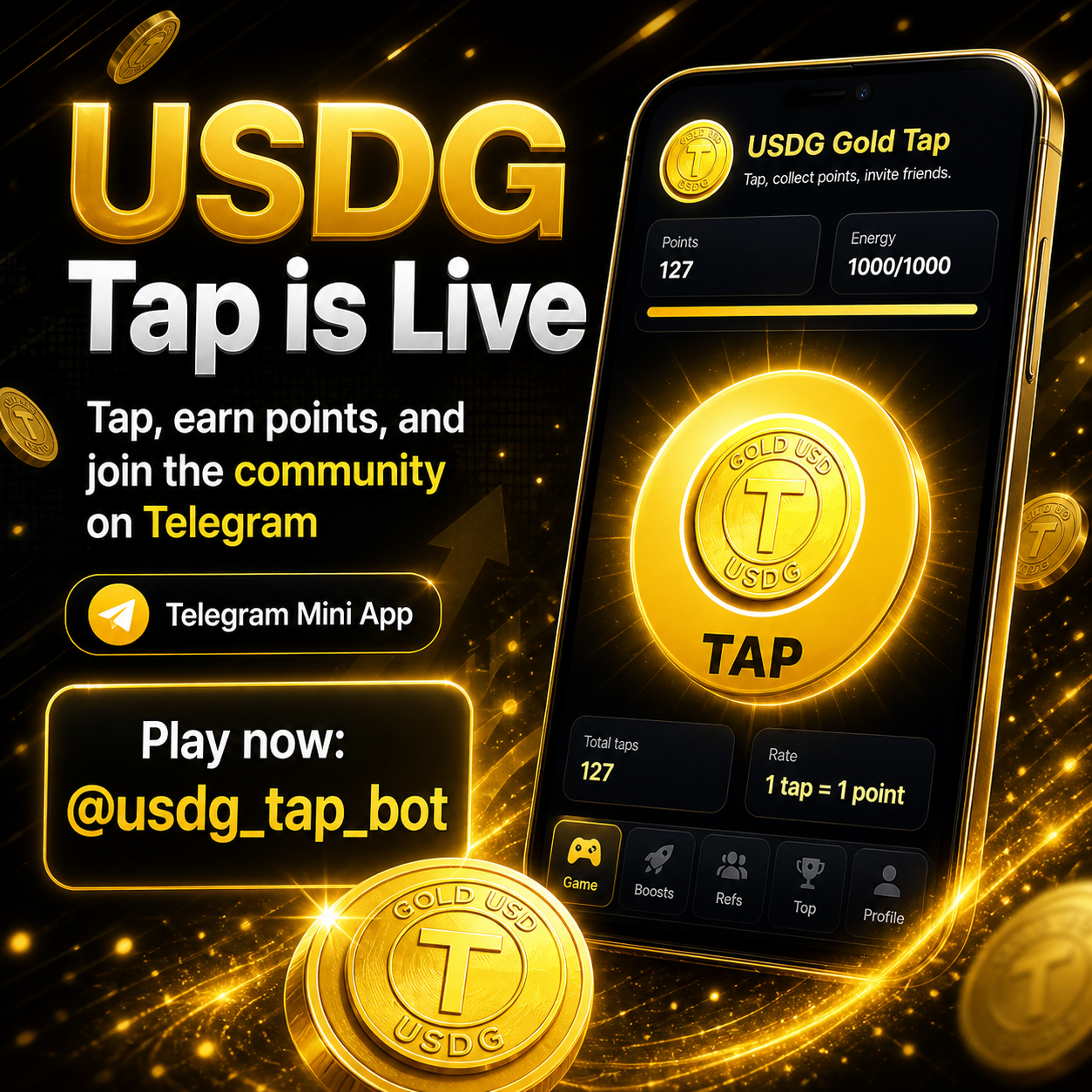 USDG Gold Tap Is Live: Expanding Community Utility Through Telegram Mini App